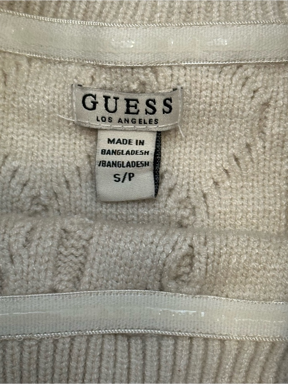 Guess Off-the-Shoulder Cable Knit Sweater - Cream - Picture 5 of 8